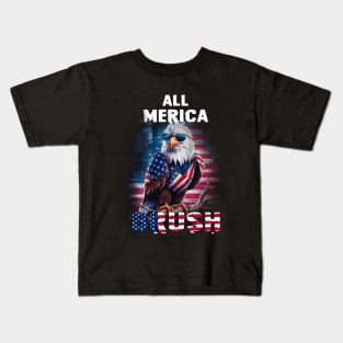 All Merica Brush Eagle USA 4th July Kids T-Shirt